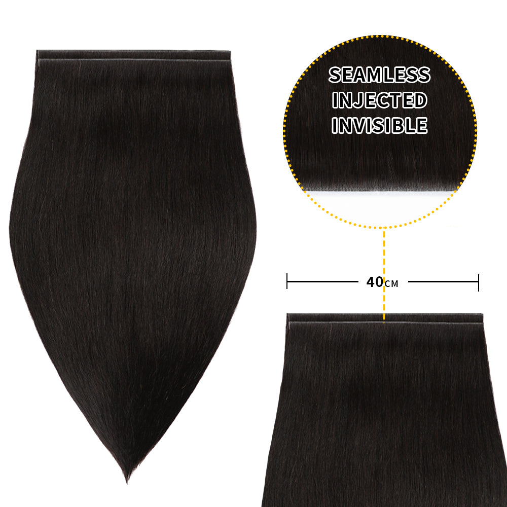 Realmhair 40*0.8cm long invisible tape in hair extensions 2Pcs virgin human hair (#1B)  