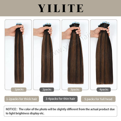 Realmhair Tape In Hair Extensions 24 Pcs Tape Ins Invisible Natural Remy Human Hair (#P2/6/T2)