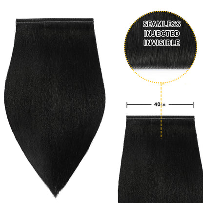 Realmhair 40*0.8cm long invisible tape in hair extensions 2Pcs virgin human hair (#1 Jet Black )