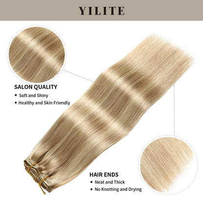 Realmhair clip in hair extensions  8Pcs 18 Clips with salon quality and hair ends (#P18/613)