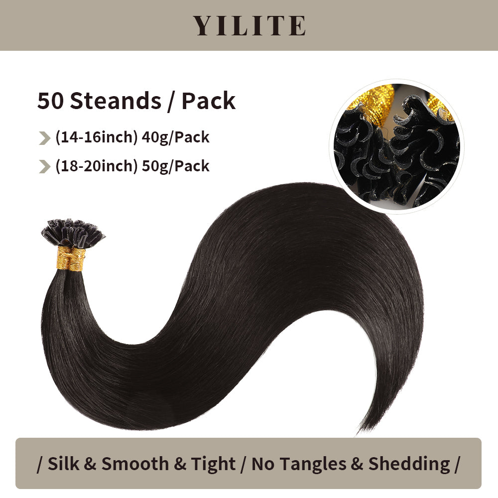 50 strands per pack, available in two weight options (#1B Natural Black)