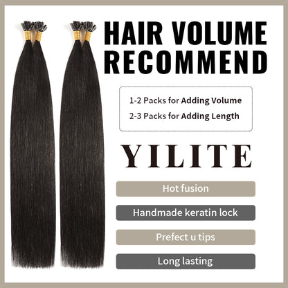 Realmhair U Tip hair extensions with hair volume recommendation (#1B Natural Black)