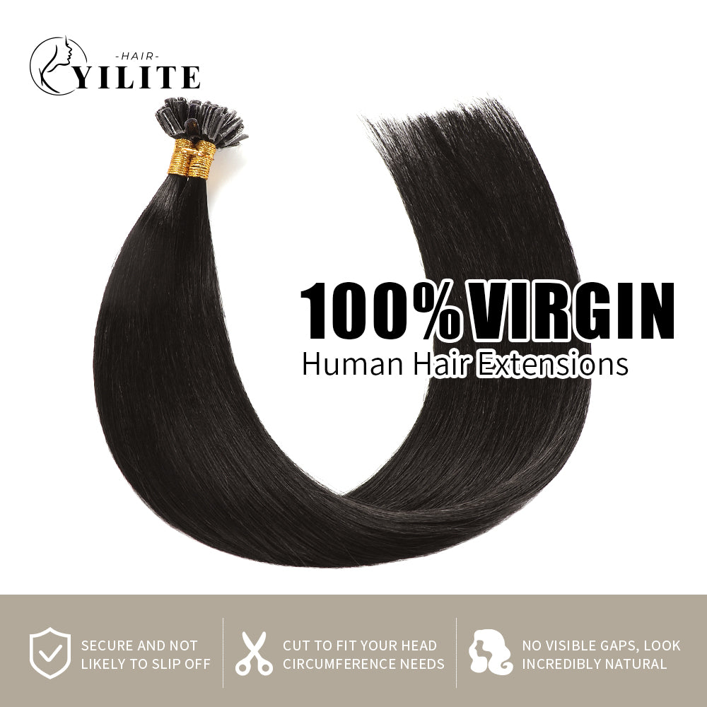 100% virgin human hair Realmhair U Tip Hair (#1B Natural Black)
