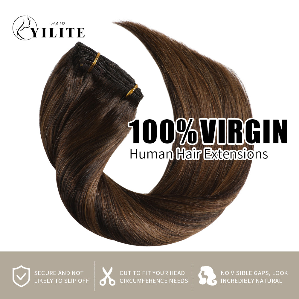 Realmhair classic clip in hair extensions 9Pcs 20 Clips virgin human hair (#P2/6/T2)