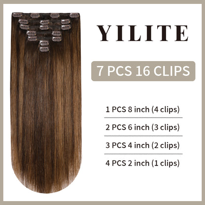 Realmhair clip-in hair extensions 7pcs 16 clips with detailed piece and clip breakdown (#P2/6/T2)
