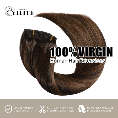 Realmhair clip in hair extensions 7Pcs 16 Clips virgin human hair (#P2/6/T2)