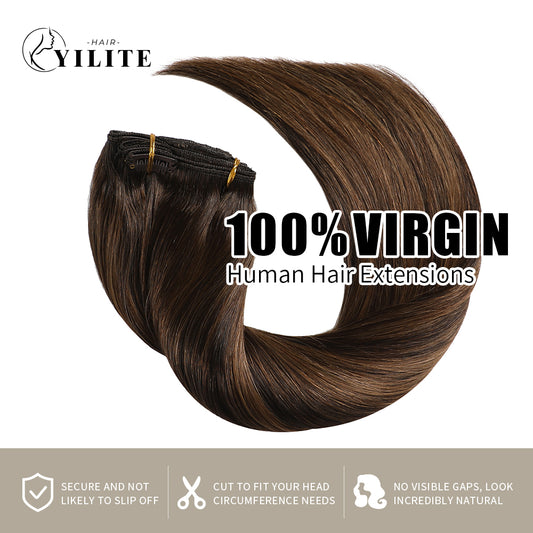 Realmhair clip in hair extensions 7Pcs 16 Clips virgin human hair (#P2/6/T2)