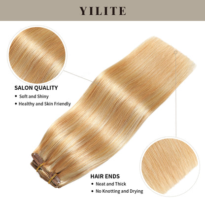 Realmhair clip in hair extensions  8Pcs 18 Clips with salon quality and hair ends (#P27/613)