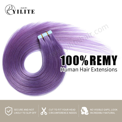 Realmhair Tape In Hair Extensions Tape Ins Invisible Natural Remy Human Hair (#Purple)-Realmhairhair