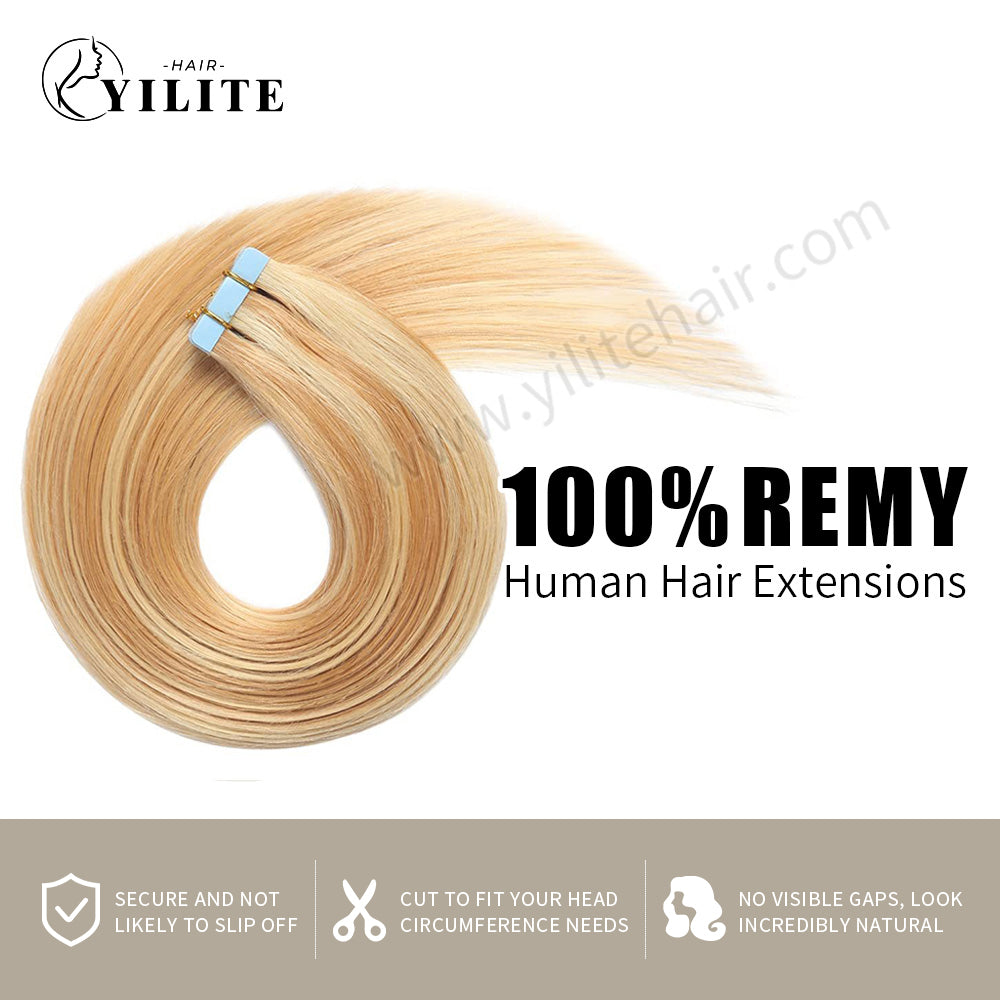 Realmhair Tape In Hair Extensions Tape Ins Invisible Natural Remy Human Hair (#P27/613)