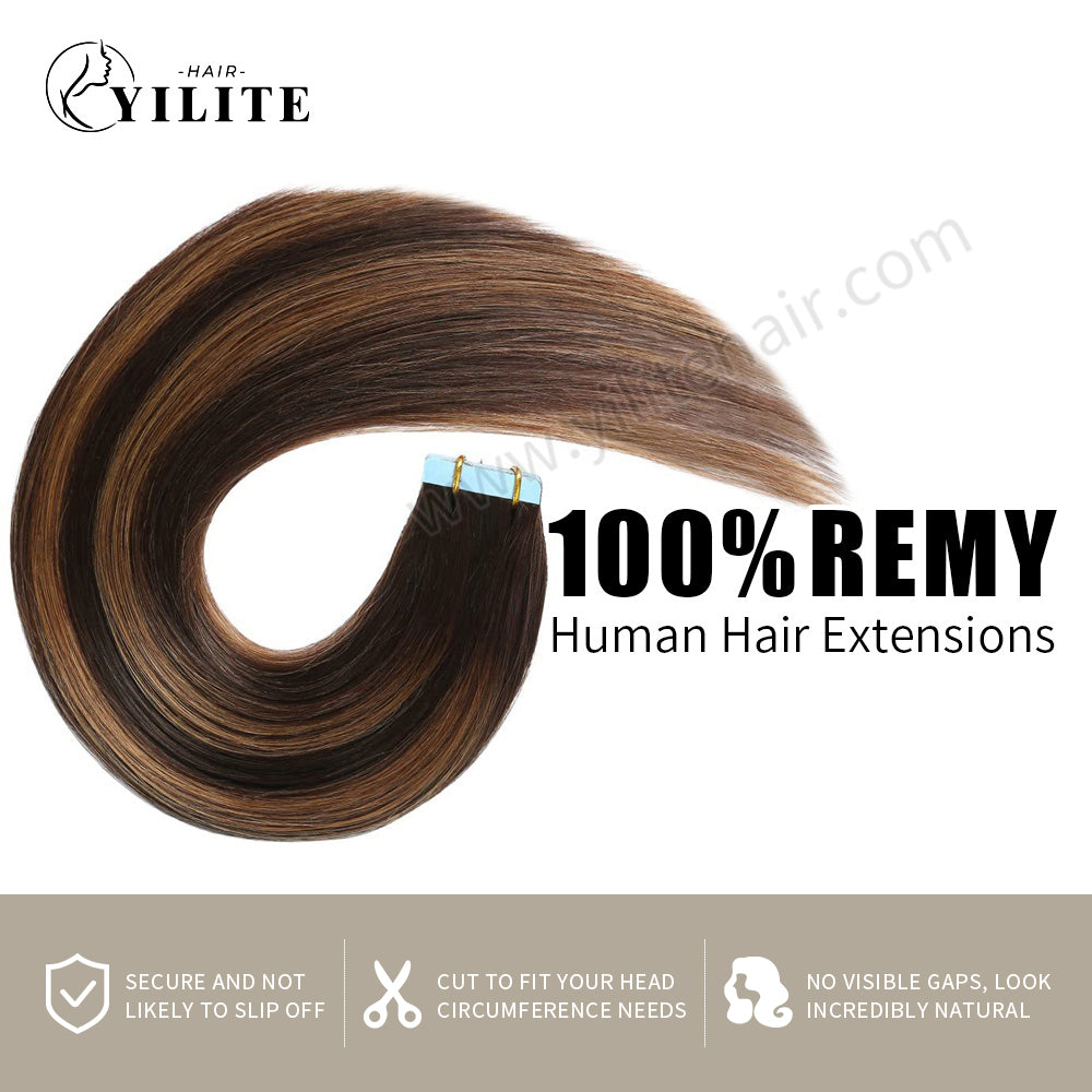 Realmhair Tape In Hair Extensions Tape Ins Invisible Natural Remy Human Hair (#P2/6/T2)-Realmhairhair