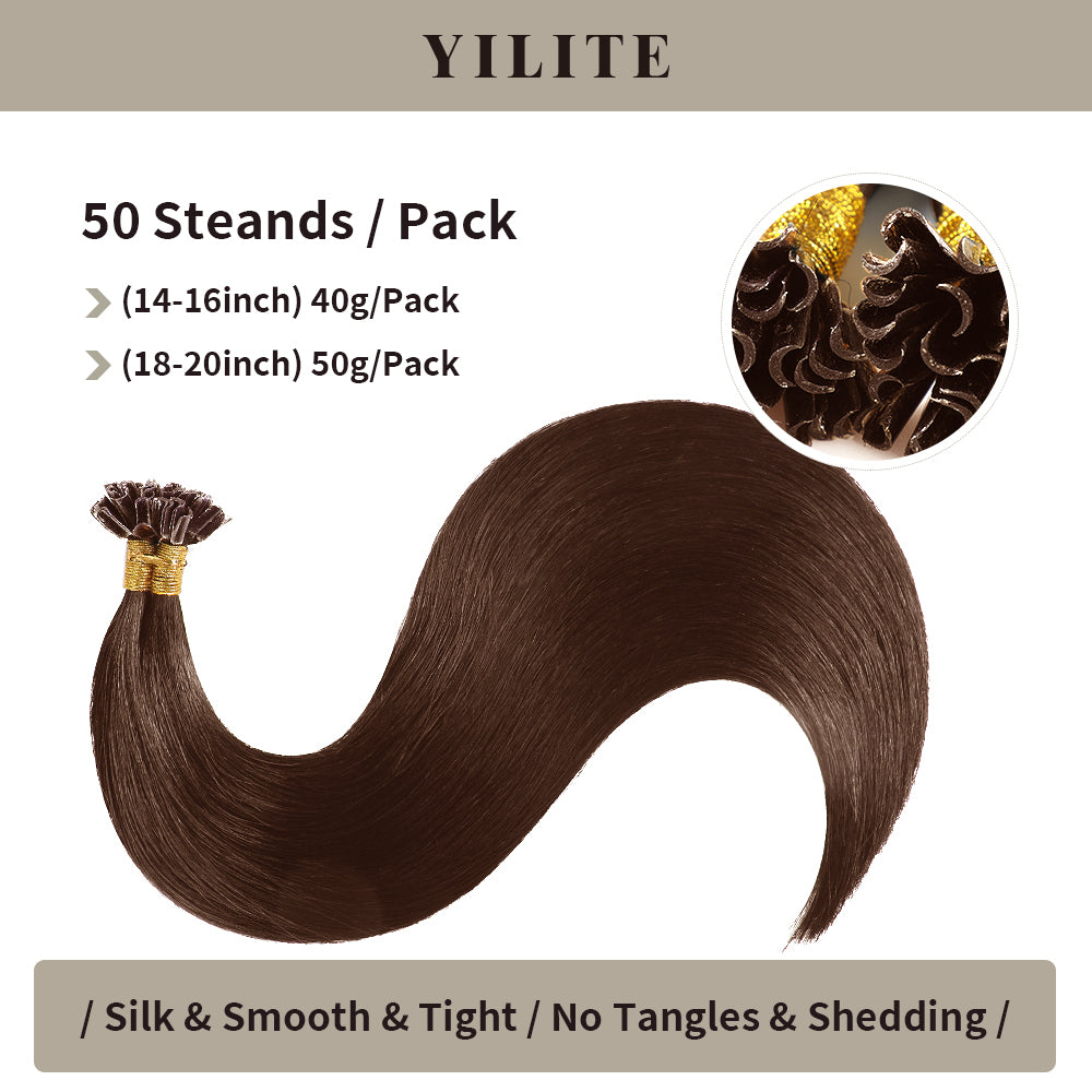 50 strands per pack, available in two weight options (#4 Dark Brown)