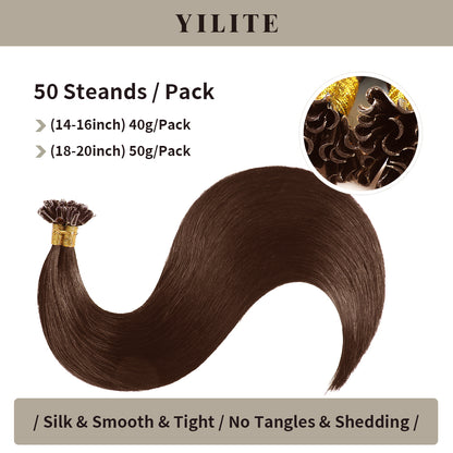 50 strands per pack, available in two weight options (#4 Dark Brown)