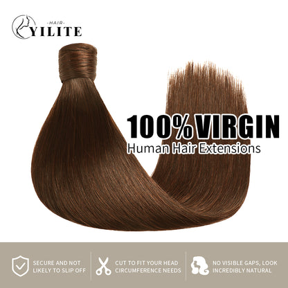 Realmhair virgin human hair ponytail extensions 12-28 Inch (#4 Chocolate Brown)