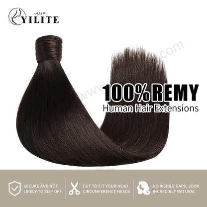 Realmhair virgin human hair ponytail extensions 12-28 Inch (#2 Darkest Brown)