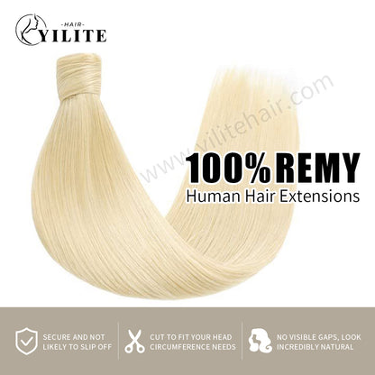 Realmhair virgin human hair ponytail extensions 12-28 Inch (#60 Platinum Blonde)