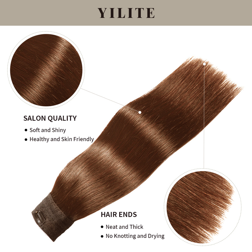 Realmhair wire extensions with salon quality and thick hair ends (#6 Chestnut Brown)