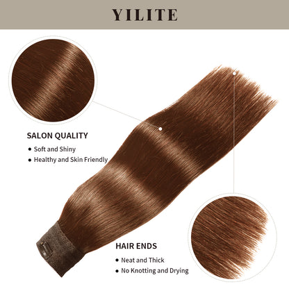 Realmhair wire extensions with salon quality and thick hair ends (#6 Chestnut Brown)