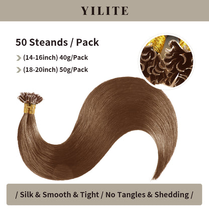 50 strands per pack, available in two weight options (#6 Chestnut Brown)