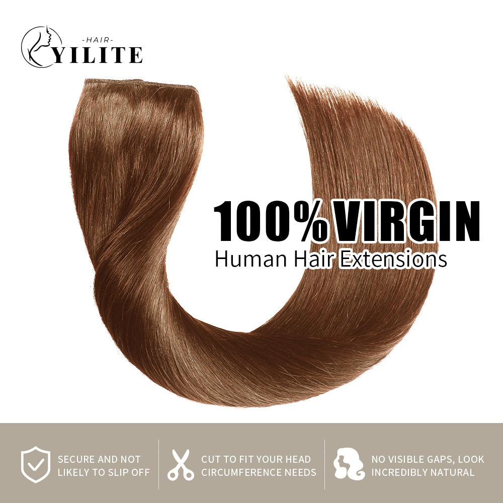 100% virgin human hair wire extensions (#6 Chestnut Brown)