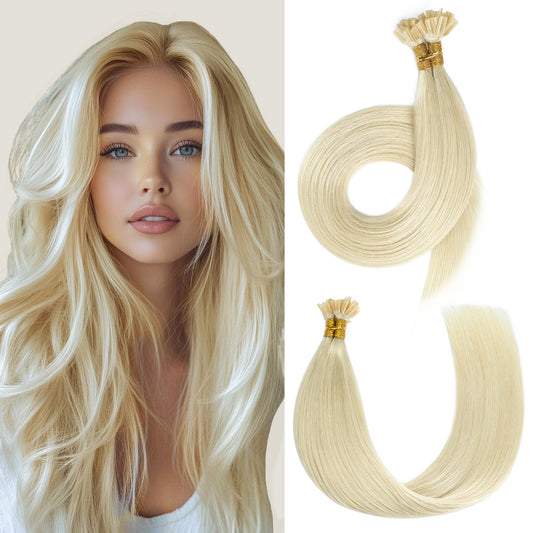 Model wearing Realmhair U Tip hair extensions (#60)