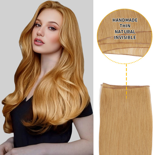 Model showcasing genius weft in color #27, and a close-up of the invisible thin weft 