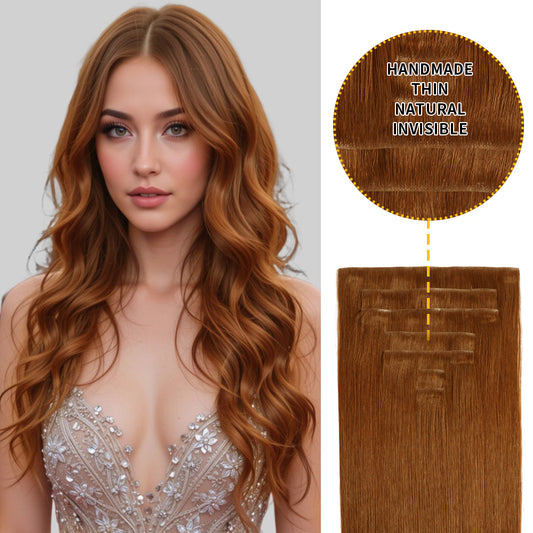 Realmhair Seamless Injected Hand-Tied Invisible Clip-ins 7Pcs 16 Clips Virgin Human Hair (#33)