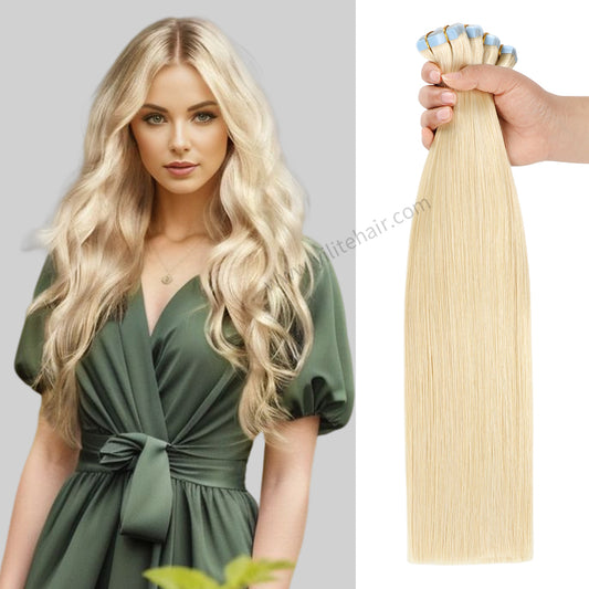 Realmhair Tape In Hair Extensions Tape Ins Invisible Natural Remy Human Hair (#60 Platinum Blonde) 