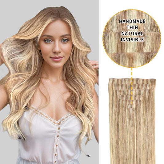 Realmhair Seamless Injected Hand-Tied Invisible Clip-ins 7Pcs 16 Clips Virgin Human Hair (#P18/613)