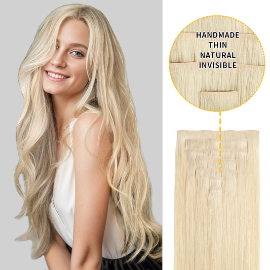 Realmhair Seamless Injected Hand-Tied Invisible Clip-ins 7Pcs 16 Clips Virgin Human Hair (#60)