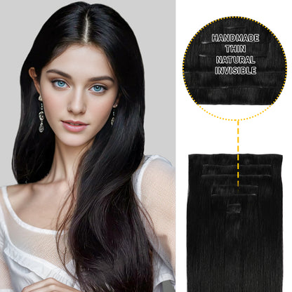 Realmhair Seamless Injected Hand-Tied Invisible Clip-ins 7Pcs 16 Clips Virgin Human Hair (#1)