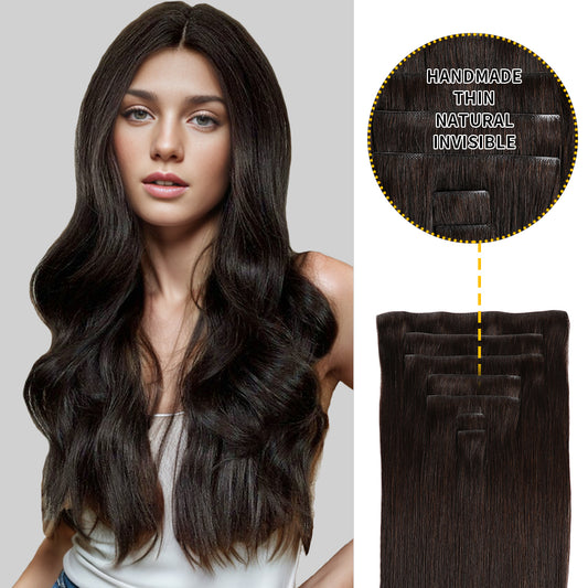 Realmhair Seamless Injected Hand-Tied Invisible Clip-ins 7Pcs 16 Clips Virgin Human Hair (#2)