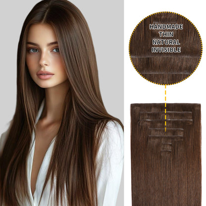 Realmhair Seamless Injected Hand-Tied Invisible Clip-ins 7Pcs 16 Clips Virgin Human Hair (#4)