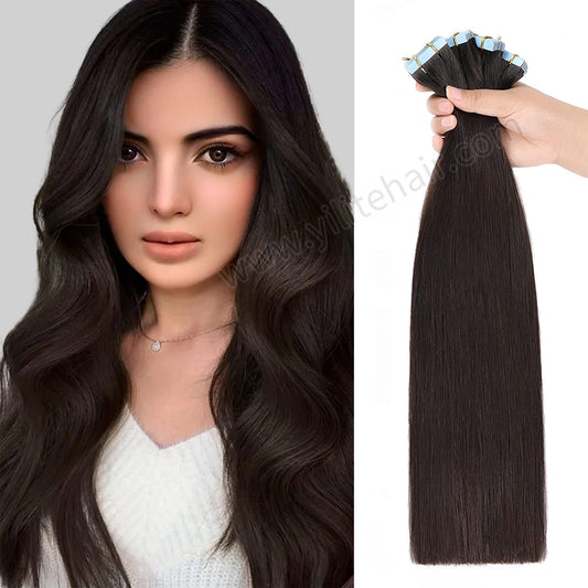 Realmhair Tape In Hair Extensions Tape Ins Invisible Natural Remy Human Hair (#2)-Realmhairhair