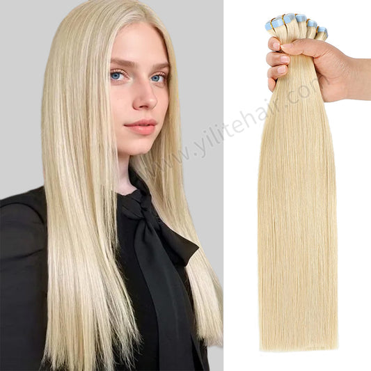 Realmhair Tape In Hair Extensions Tape Ins Invisible Natural Remy Human Hair (#613 Bleach Blonde)