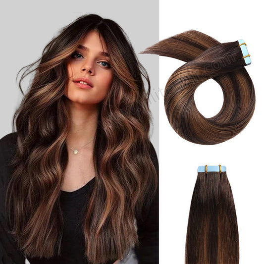Realmhair Tape In Hair Extensions Tape Ins Invisible Natural Remy Human Hair (#P2/6/T2)-Realmhairhair
