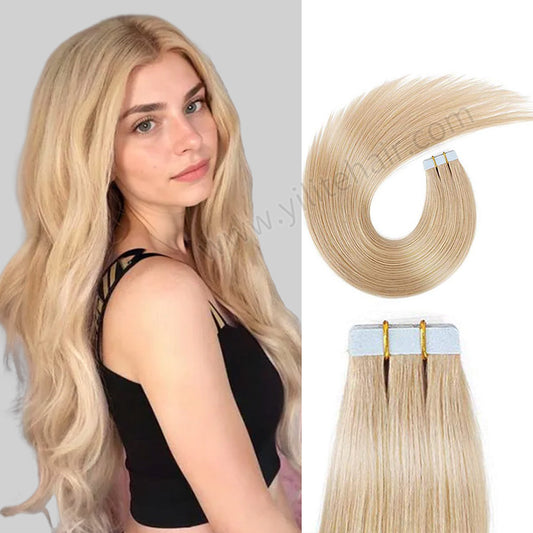 Realmhair Tape In Hair Extensions Tape Ins Invisible Natural Remy Human Hair (#16)-Realmhairhair
