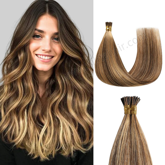 Model wearing I Tip hair extensions (#P4/27)