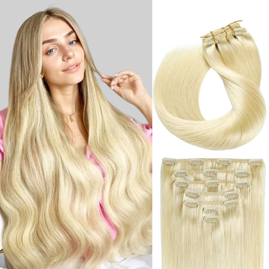 Realmhair Clip In Hair Extensions Human Hair Invisible Natural Remy Human Hair (#60)