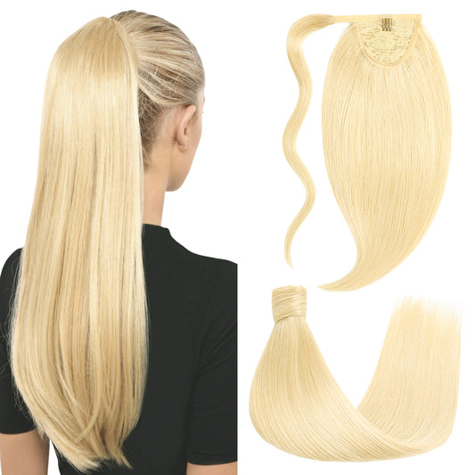 Back view of model showcasing Realmhair ponytail extension with magic paste (#613 )
