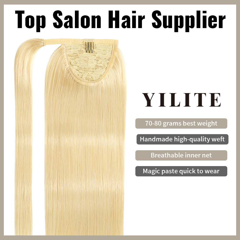 Realmhair ponytail extension with handmade weft, breathable inner net, and quick-wear design (#613 )