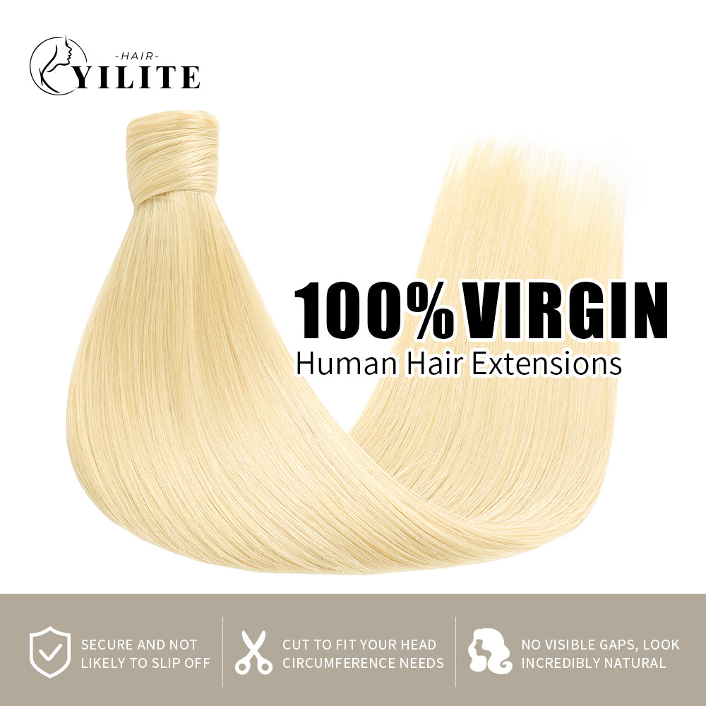 Realmhair virgin human hair ponytail extensions 12-28 Inch (#613 )