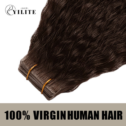 Realmhair kinky seamless invisible tape in hair extensions 20Pcs Virgin Human Hair (#2 Darkest Brown)