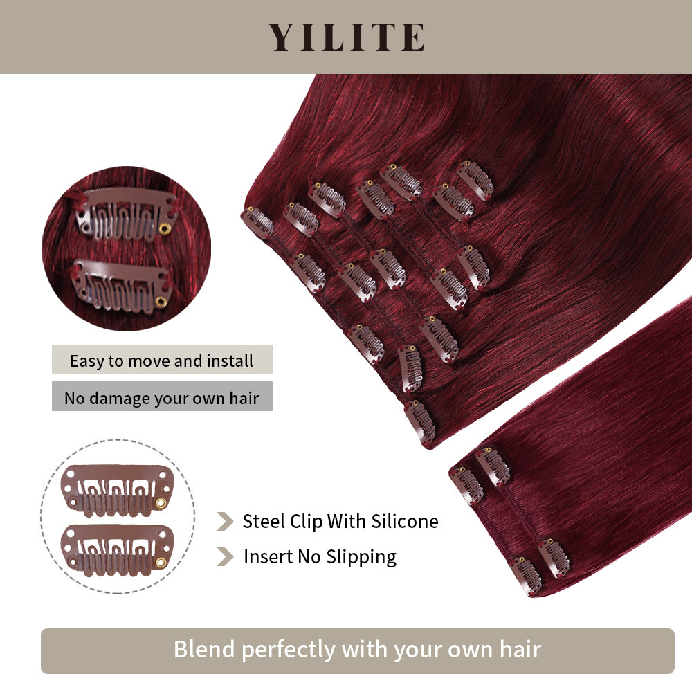 Realmhair Clip In Hair Extensions Human Hair 9Pcs 20 Clips Invisible Natural Virgin Human Hair (#99J)
