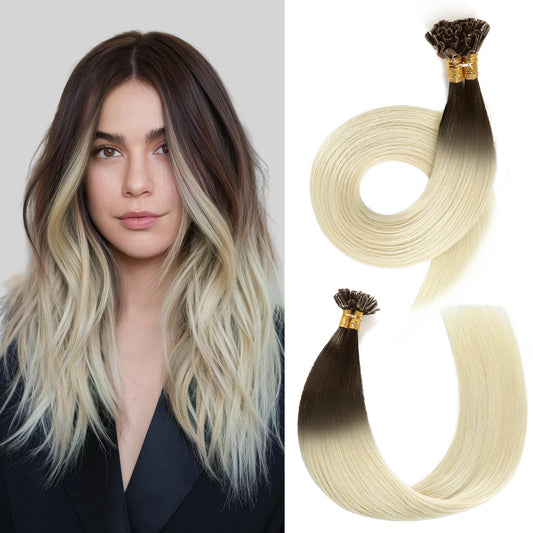 Model wearing Realmhair U Tip hair extensions (#T2/60)
