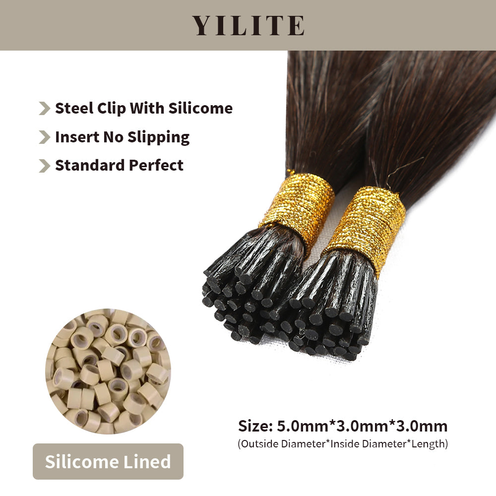 Realmhair #T2/60 I Tip hair extensions with silicone-lined beads for illustration (5.0¡Á3.0¡Á3.0mm)  