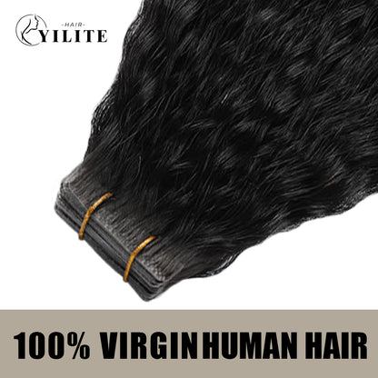 Realmhair kinky seamless invisible tape in hair extensions 20Pcs Virgin Human Hair (#1 Jet Black)