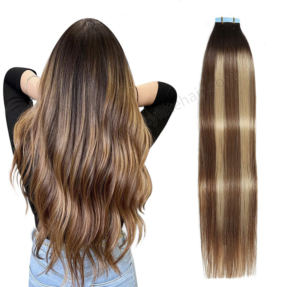 Realmhair Tape In Hair Extensions Tape Ins Invisible Natural Remy Human Hair (#P6/16/T2)-Realmhairhair