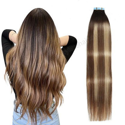 Realmhair Tape In Hair Extensions Tape Ins Invisible Natural Remy Human Hair (#P6/16/T2)-Realmhairhair