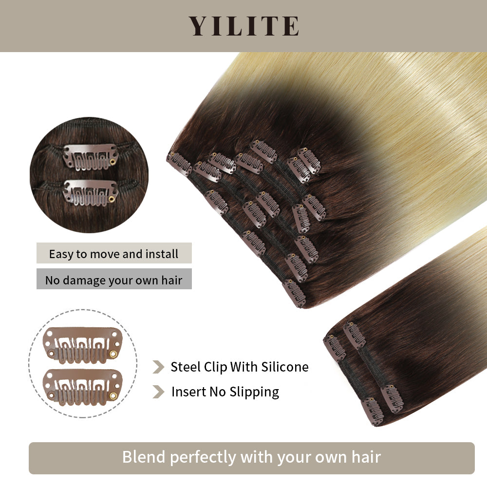 Realmhair Clip In Hair Extensions Human Hair 9Pcs 20 Clips Invisible Natural Virgin Human Hair (#T2/60)